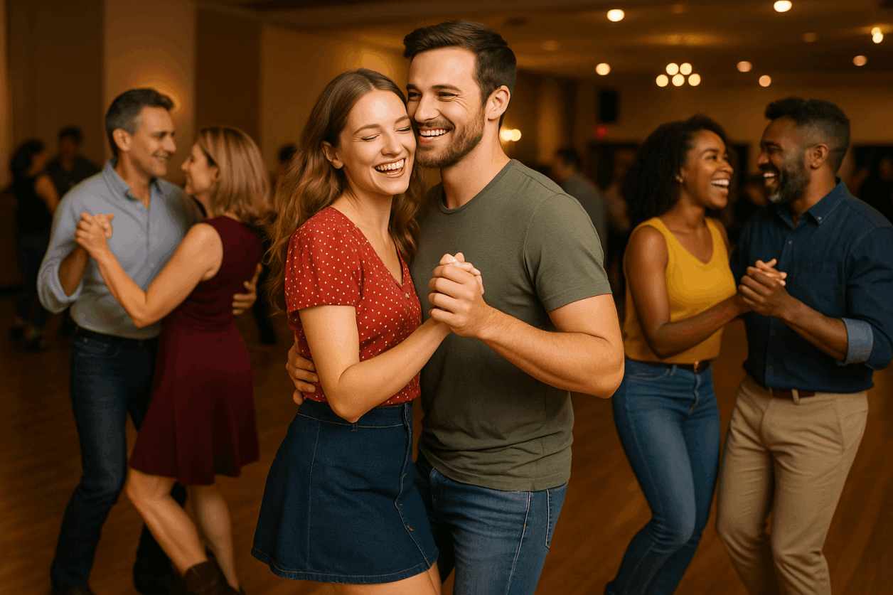 Dancers enjoying vibrant dance classes at Dance Junction in South Africa, showcasing movement, connection, and joyful community in a professionally guided studio environment.